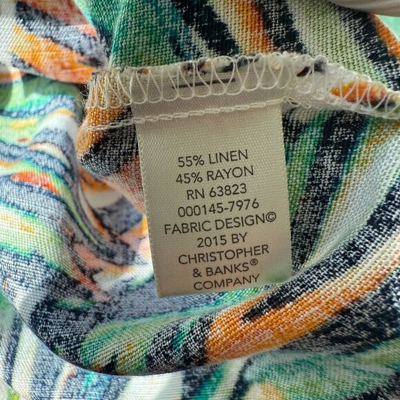 NWOT Christopher and Banks CJ Banks Tropical Linen Blend Palm Hawaiian Jacket M - Picture 4 of 5